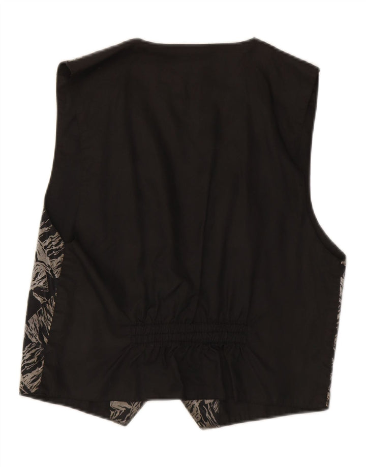 VINTAGE Womens Abstract Pattern Waistcoat UK 12 Medium Black Vintage Vintage and Second-Hand Vintage from Messina Hembry 