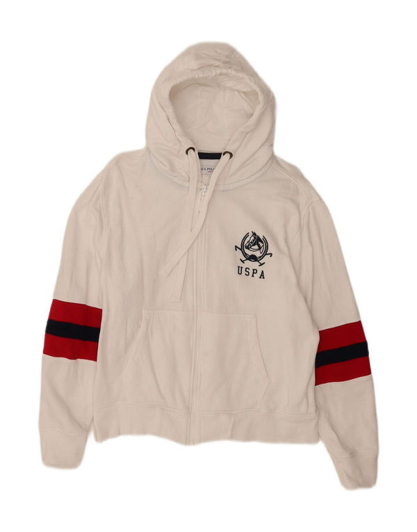 U.S. Polo Assn. Hættetrøje til kvinder med lynlås UK 14 Medium White Colourblock