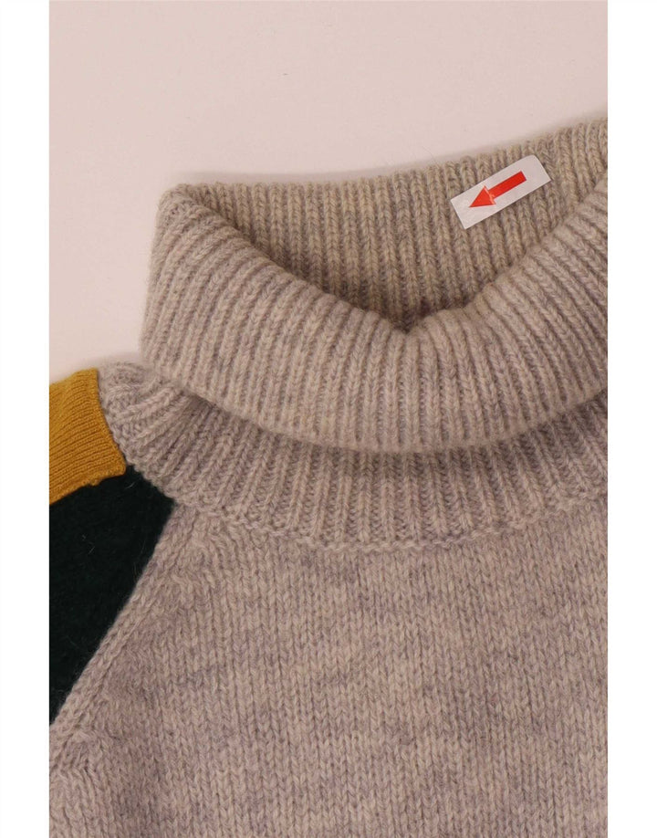 Sisley Herre grafisk rullehals sweater XL Grå Colourblock Uld