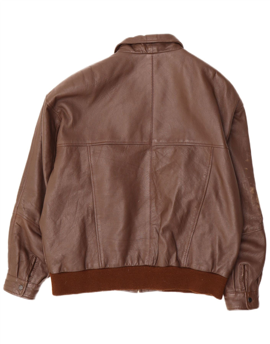 VINTAGE Mens Leather Jacket IT 50 Large Brown Leather