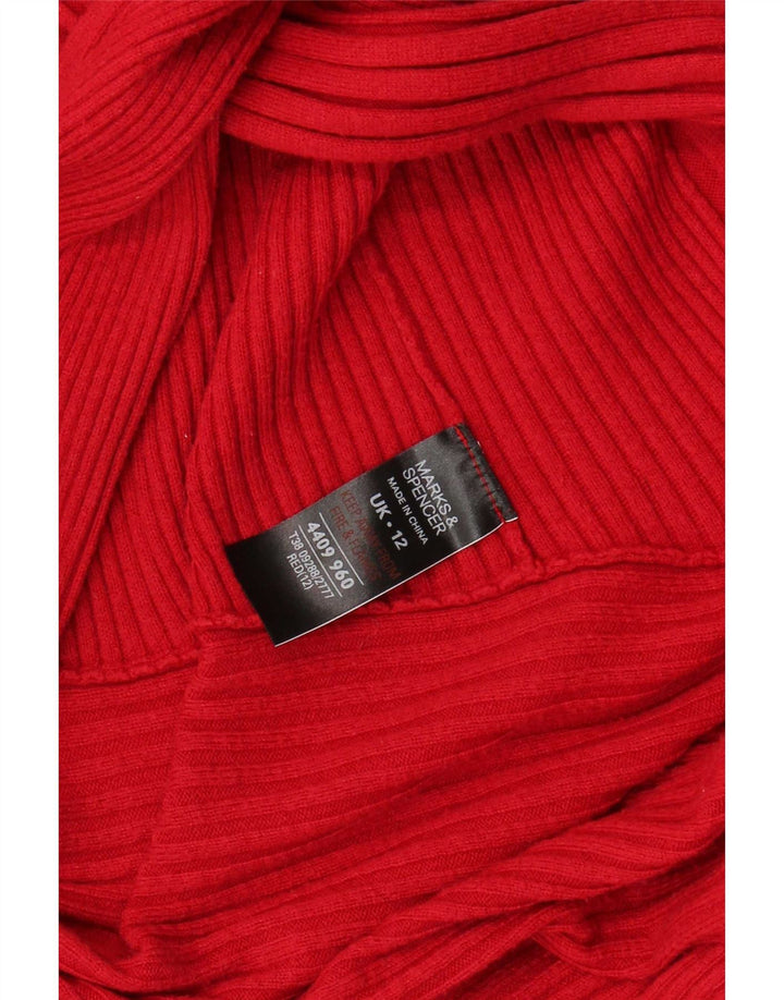 Marks & Spencer Womens Open Cardigan Sweater UK 12 Medium Rød Polyamid