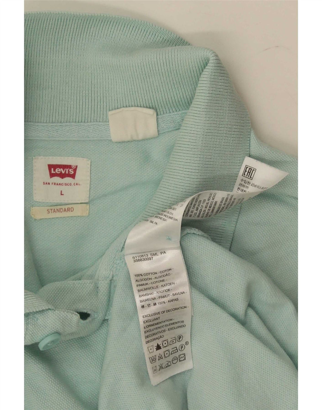 Levi's Standard poloshirt til mænd Stor turkis bomuld