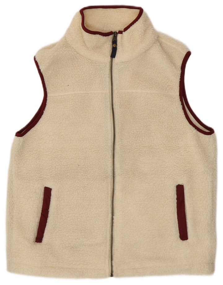 FAT FACE Dame Fleece Gilet UK 12 Medium Off White Polyester