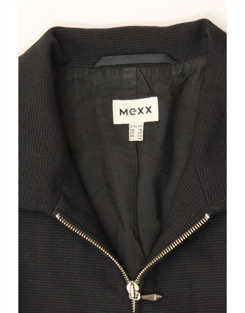 MEXX Womens Blazer Jacket UK 16 Large  Black Polyester Vintage Mexx and Second-Hand Mexx from Messina Hembry 