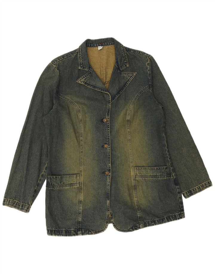 Vintage Dame 3 Knapper Denim Blazer Jacket UK 14 Stor Blå Bomuld