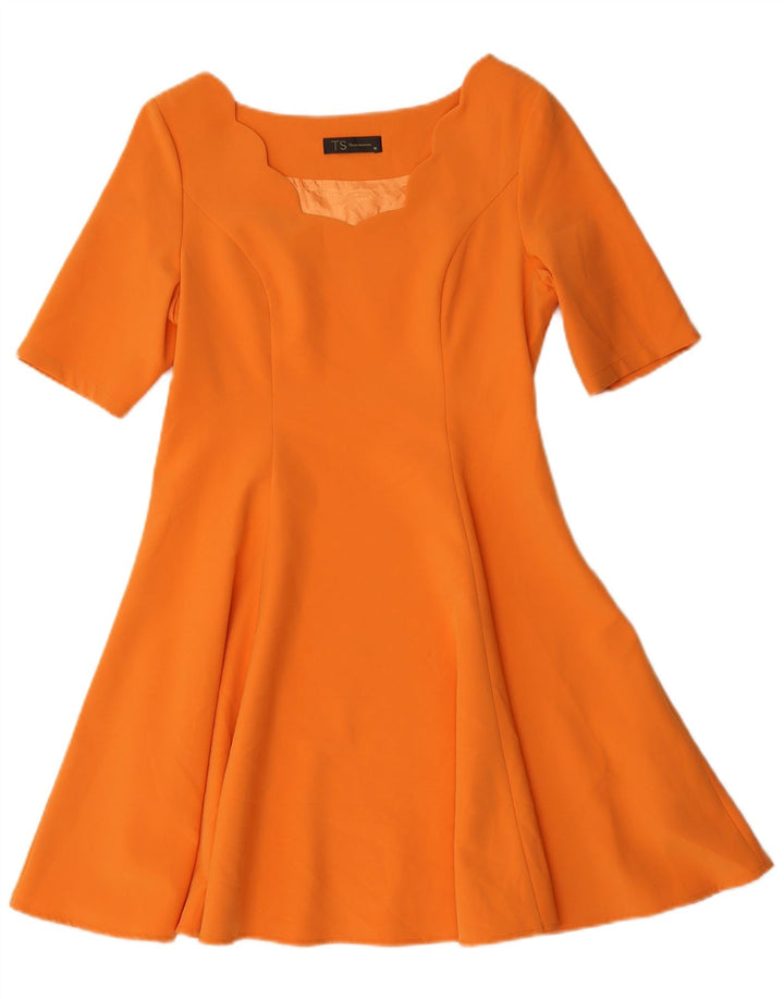 Vintage Dame A-Line Kjole UK 12 Medium Orange