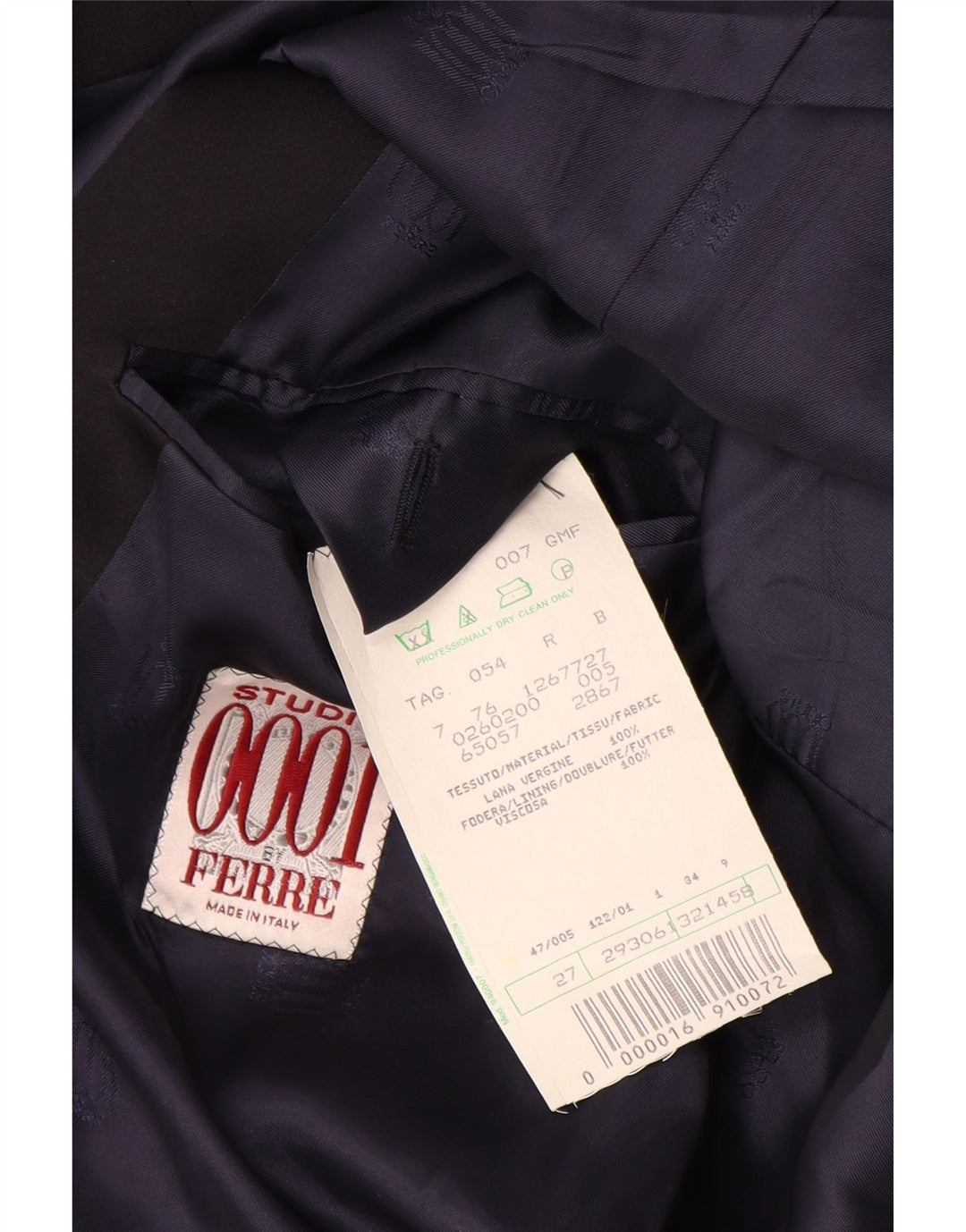 Ferre Herre 1 Knap Blazer Jakke IT 54 2XL Navy Blue Virgin Wool