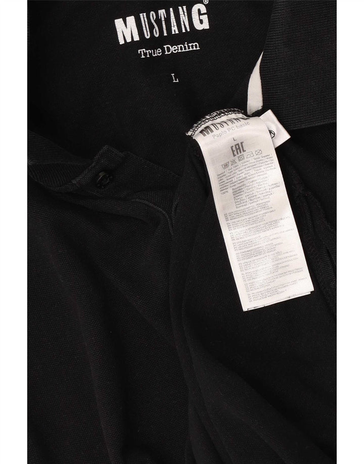 Mustang herre poloshirt Stor sort bomuld