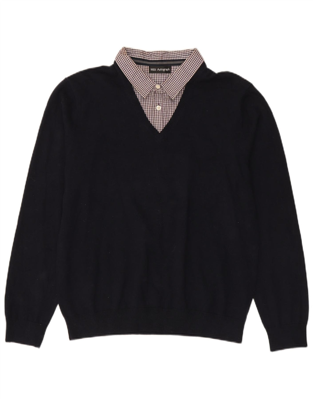 Marks & Spencer Herre Autograph V-hals sweater Stor marineblå bomuld