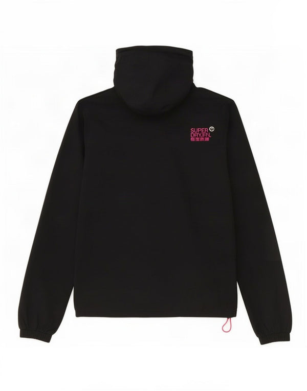 Superdry vindjakke med hætte til kvinder UK 16 Stor sort polyester