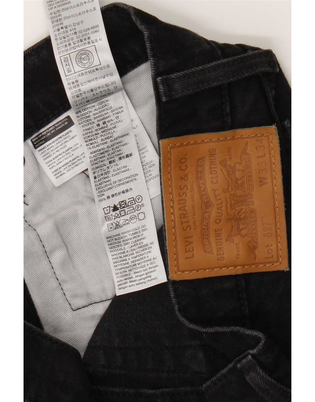 Levi's Herre 527 Bootcut Jeans W33 L34 Sort bomuld