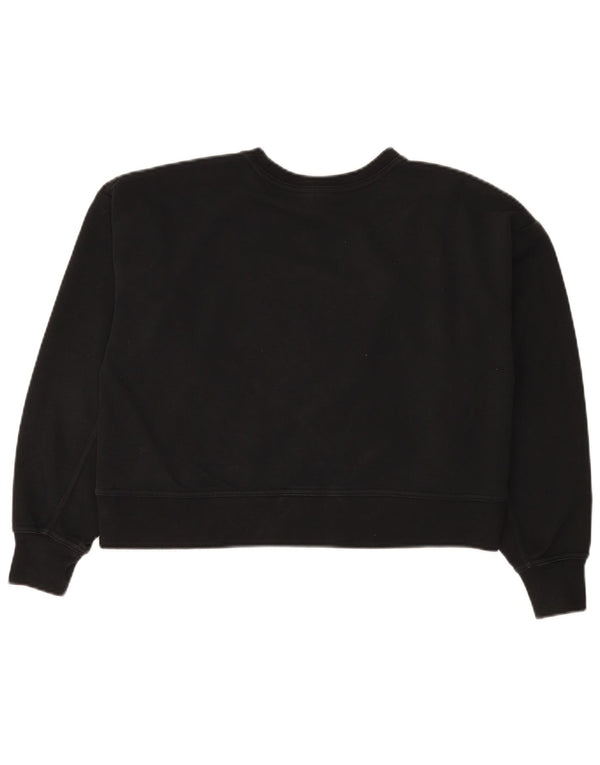 Nike Womens Oversized Crop Graphic Sweatshirt Jumper UK 6 XS Sort Bomuld