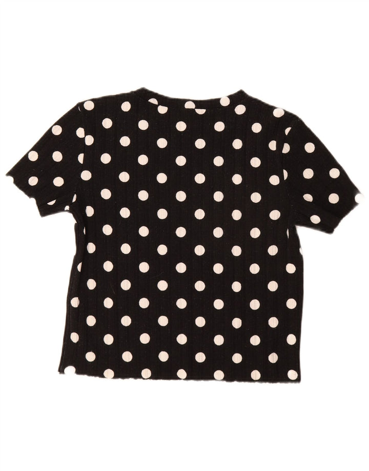 Zara Dame T-Shirt Top UK 14 Large Black Polka Dot