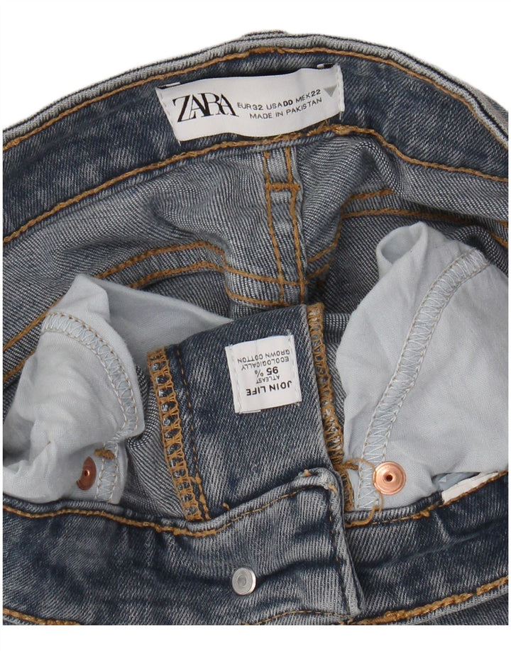 ZARA Dame Jeans med høj talje Bootcut W22 L24 Blå Bomuld
