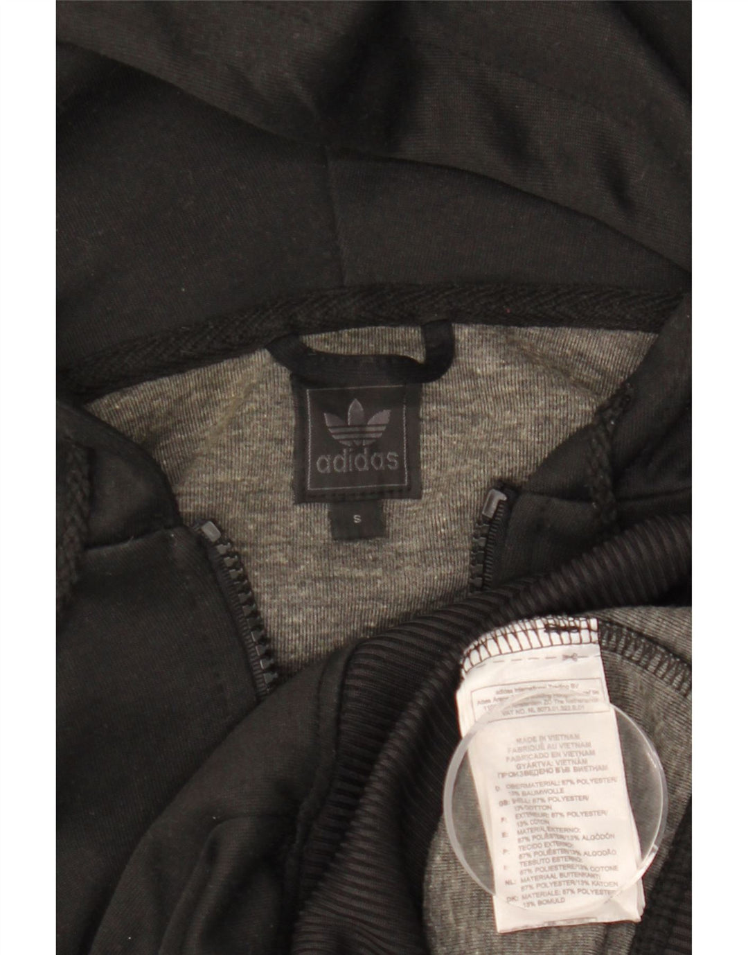 Adidas Dame Grafisk Hættetrøje Sweater UK 10 Lille Sort Polyester