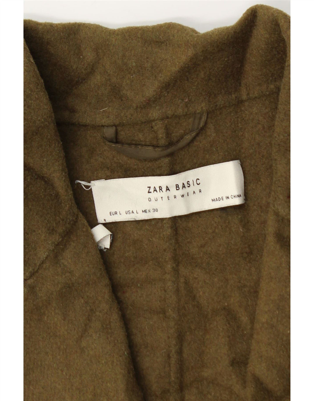 Zara Dame Oversized Overfrakke UK 16 Large Khaki Wool