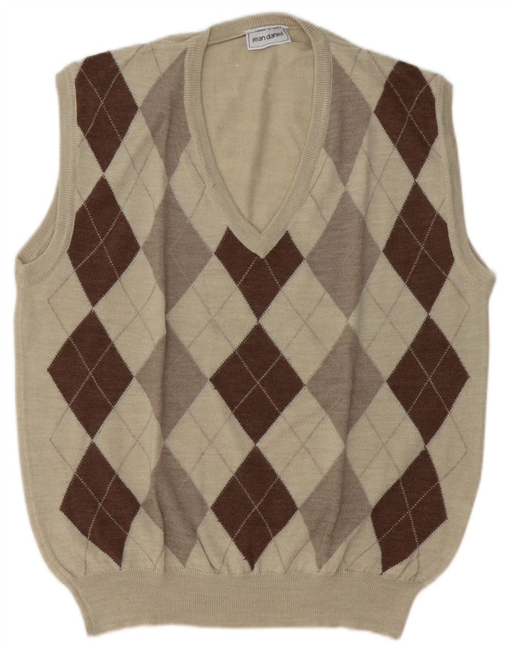 Vintage Herrevest Tank Top Stor Beige Argyle/Diamant Akryl