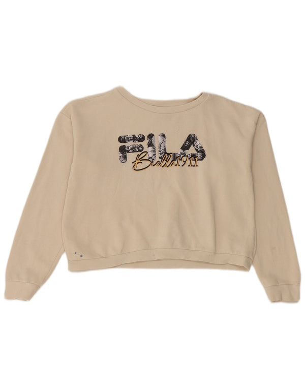 Fila Girls Crop Graphic Sweatshirt Jumper 15-16 år Beige Bomuld