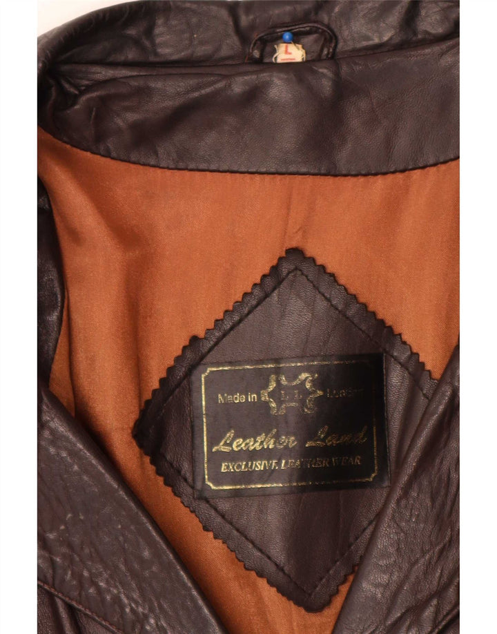 Vintage læderfrakke til kvinder UK 14 Large Brown