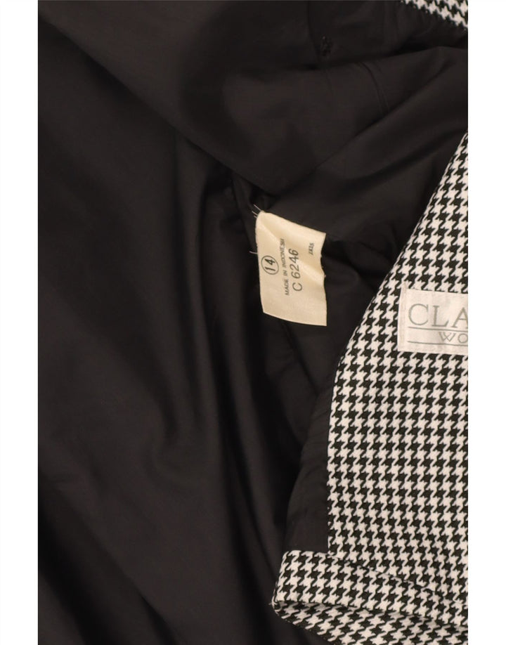 KLASSISK Dame Dobbeltradet Blazer Jacket UK 14 Large Black Houndstooth