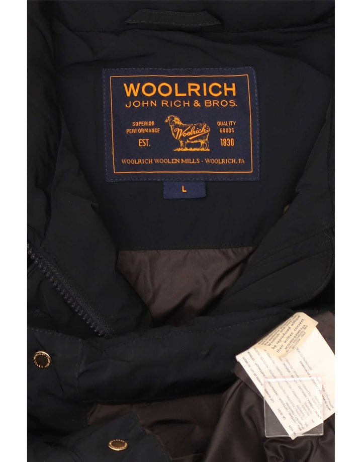 Woolrich Womens Polstret Frakke UK 16 Large Navy Blue Polyester