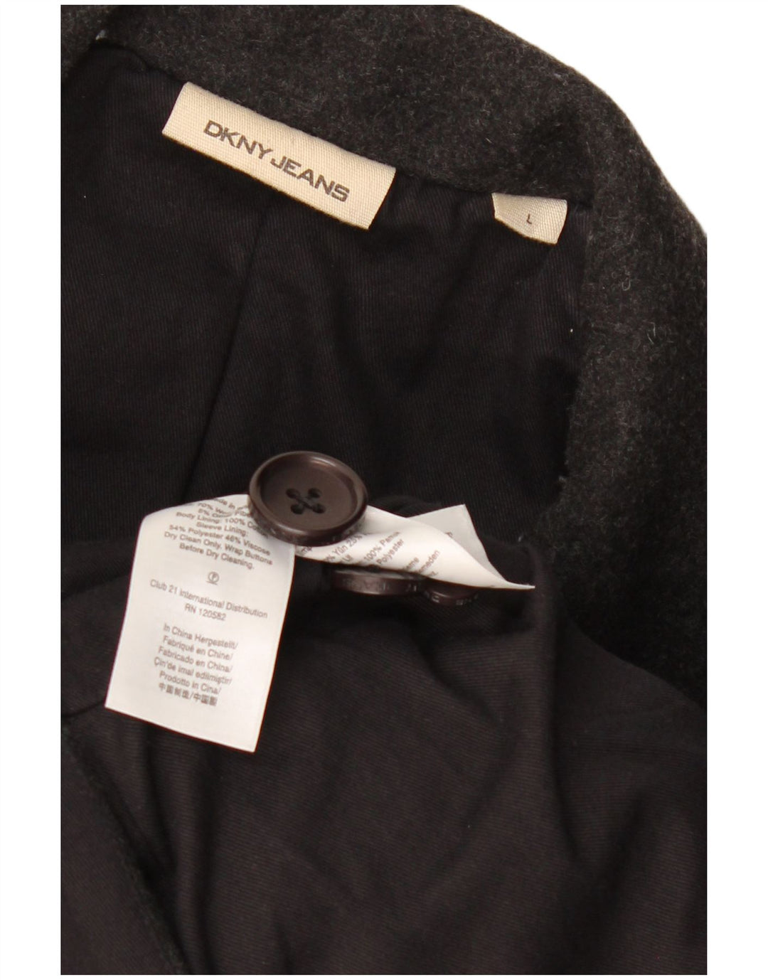 DKNY Herre Ærtefrakke UK 40 Stor Grå Uld