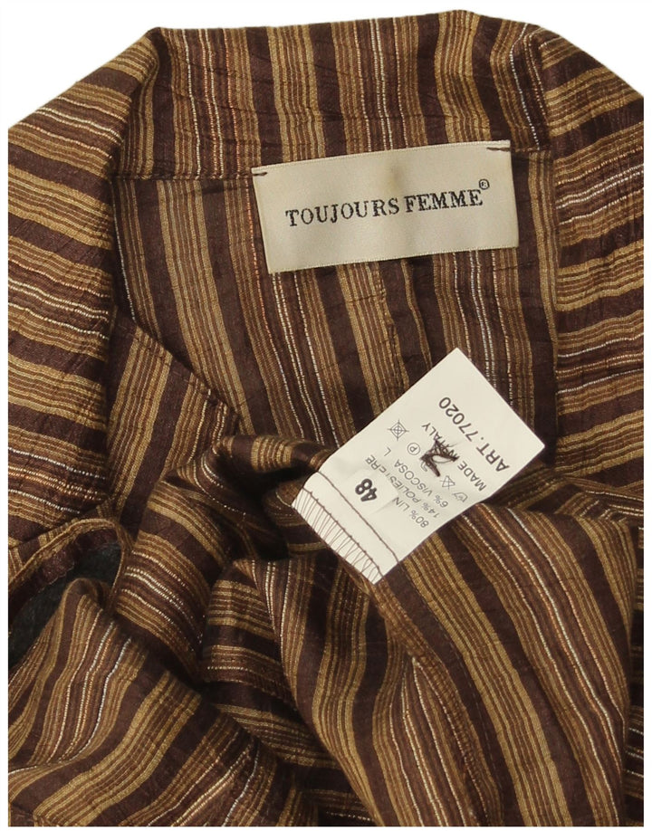 Toujours Dame 2-knaps blazerjakke IT 48 XL Brun stribet hør