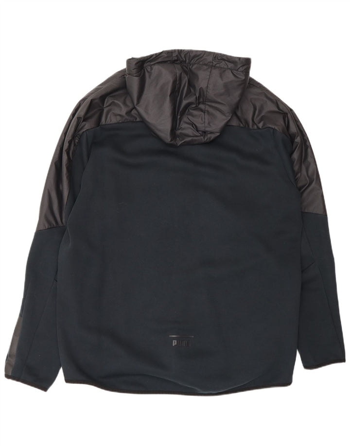 Puma Træningsdragt med hætte til mænd, topjakke, stor sort farveblok
