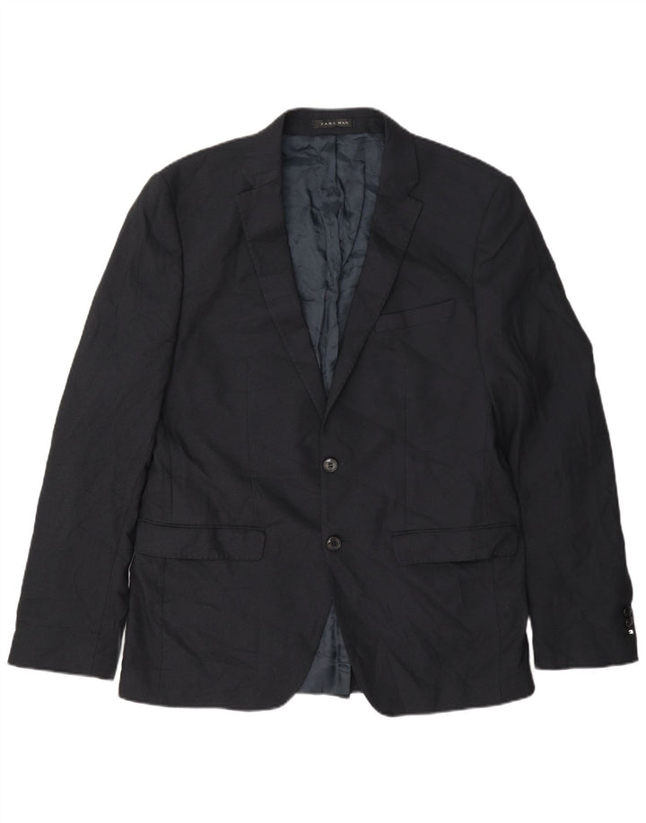 Zara Herre 2-knaps blazerjakke EU 52 Large Navy Blue