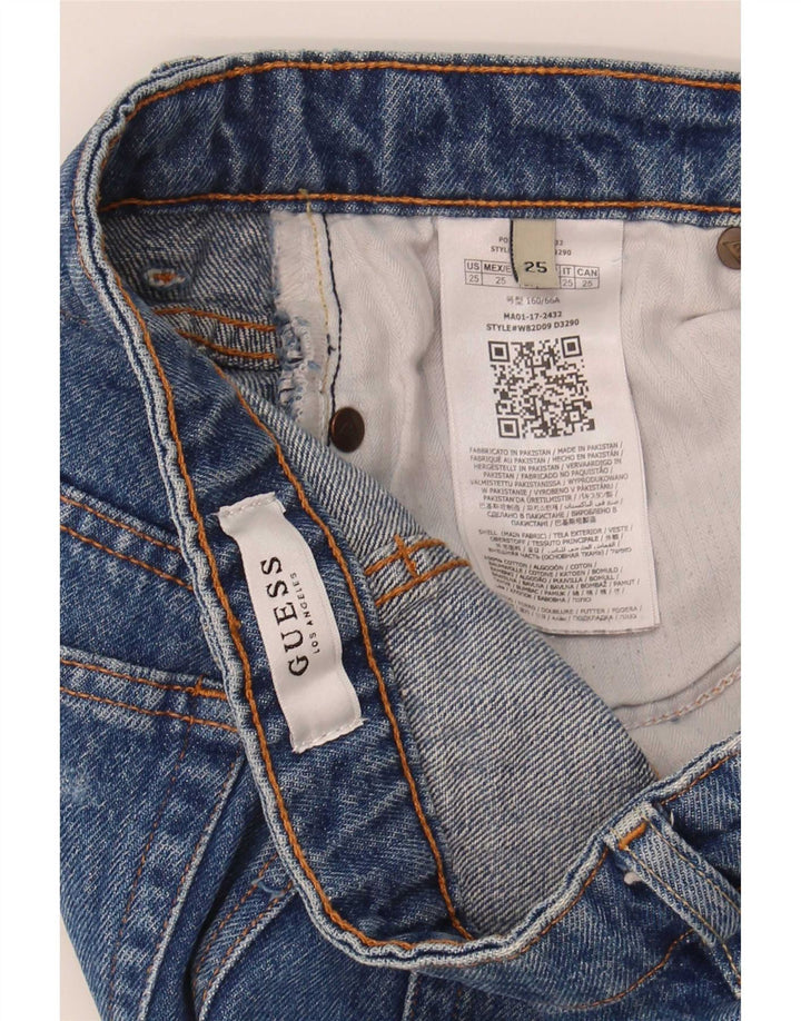 Guess Womens Distressed Denim Shorts W25 XS Blue Polyester