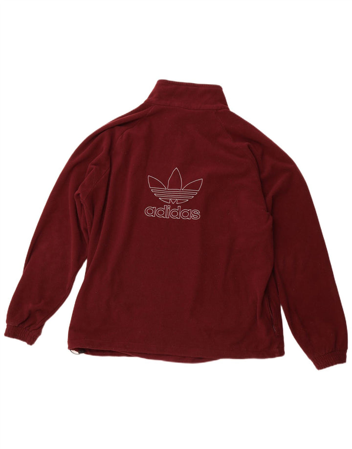 ADIDAS Herre grafisk lynlås-hals fleecetrøje XL Burgundy Polyester