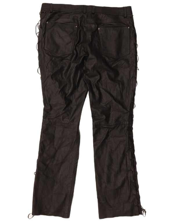 HIGHWAY 1 Lige læderbukser til kvinder EU 46 XL W38 L32 sort læder