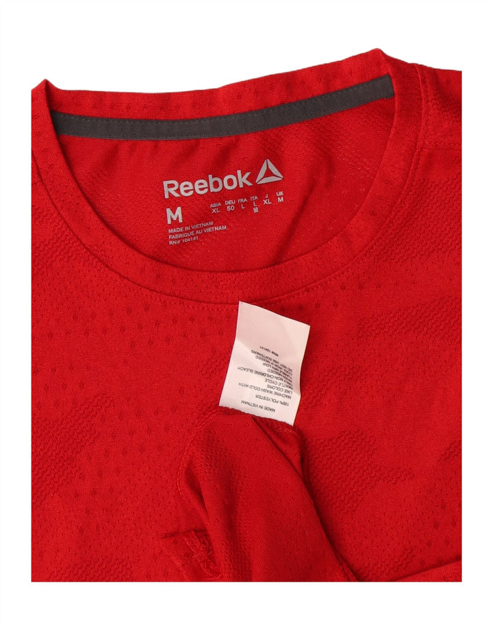 Reebok Herre T-Shirt Top Medium Rød Camouflage Polyester