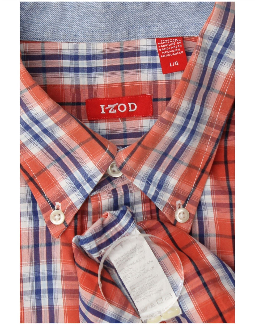 Izod herreskjorte stor orange ternet bomuld