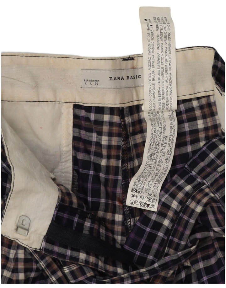 Zara Herre Chino Shorts Large W30 Navy Blue Ternet Bomuld