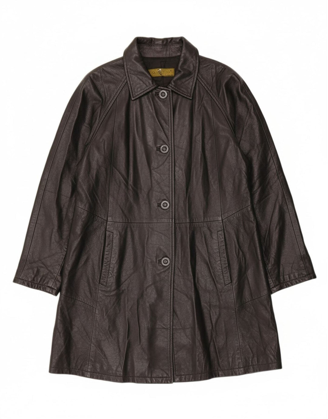 DOUGLAS Womens Leather Coat IT 44 Medium Black Leather