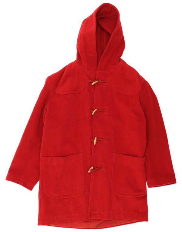 Sisley Dame Hooded Oversized Duffel Coat UK 16 Large Red Wool