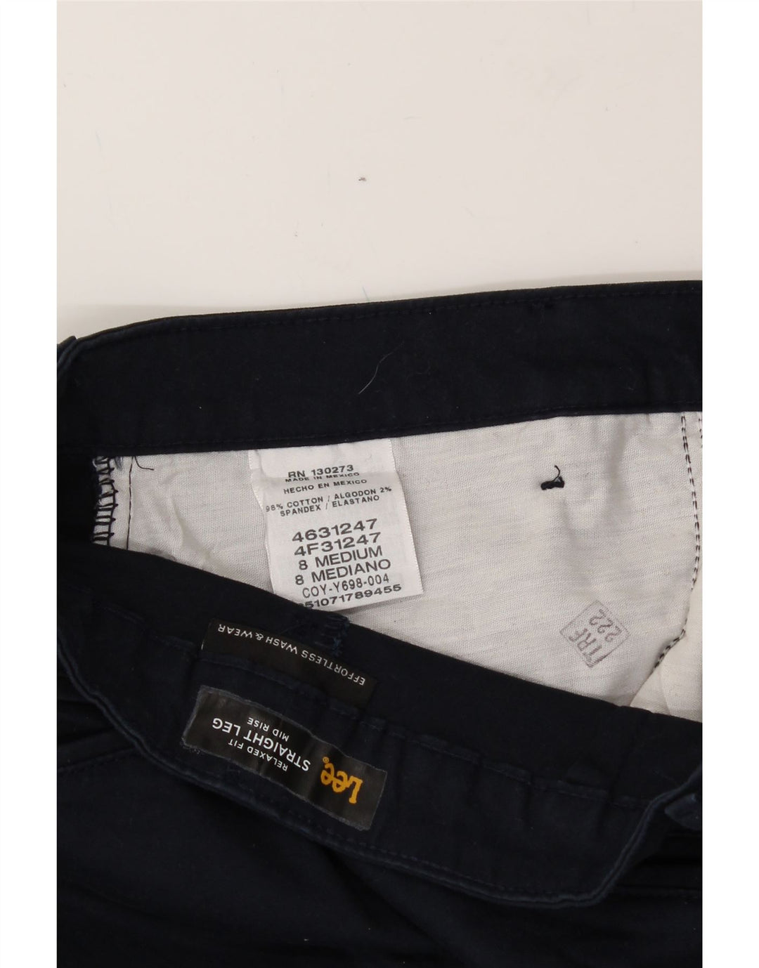 LEE Womens Mid Rise Casual Trousers US 8 Medium W30 L30 Navy Blue Vintage Lee and Second-Hand Lee from Messina Hembry 