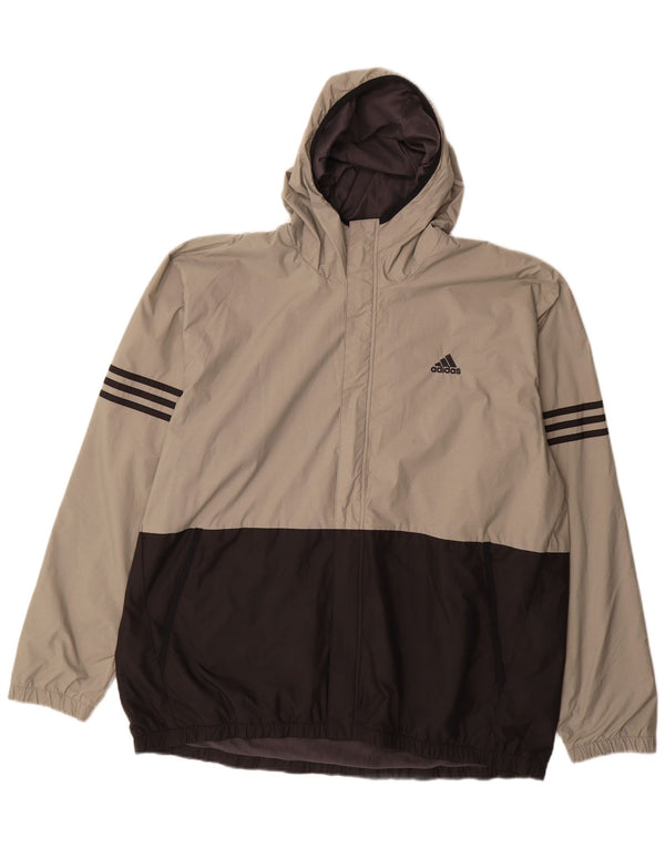 Adidas Regnjakke med hætte til mænd UK 42 XL Grå Colourblock Polyamid