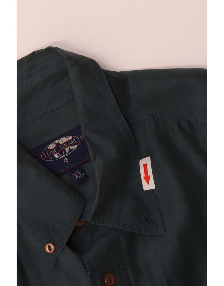 Vintage herreskjorte XL grøn silke