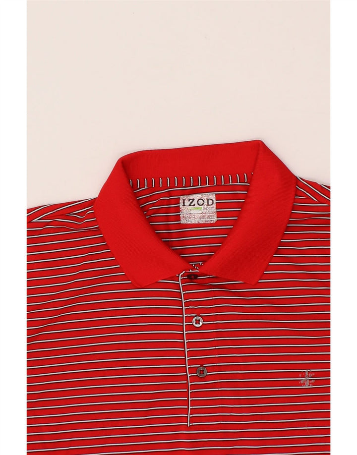 IZOD Mens Polo Shirt XL Red Striped Polyester Vintage Izod and Second-Hand Izod from Messina Hembry 