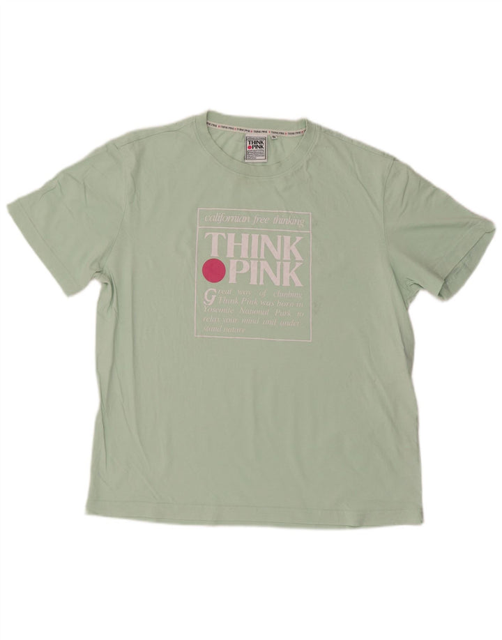 Tænk Pink Herre grafisk T-shirt Top IT 48 Medium turkis bomuld
