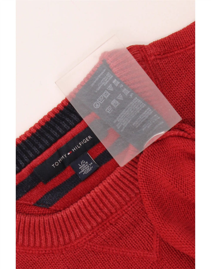 Tommy Hilfiger Herre Crew Neck trøje Sweater Large Rød Bomuld