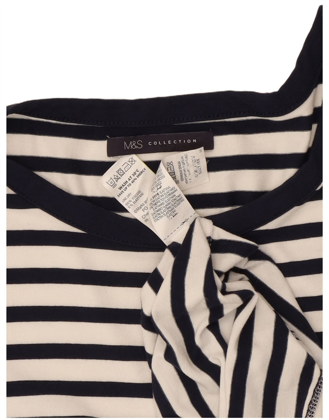 Marks & Spencer Dameskedekjole UK 12 Mellem marineblå stribet viskose