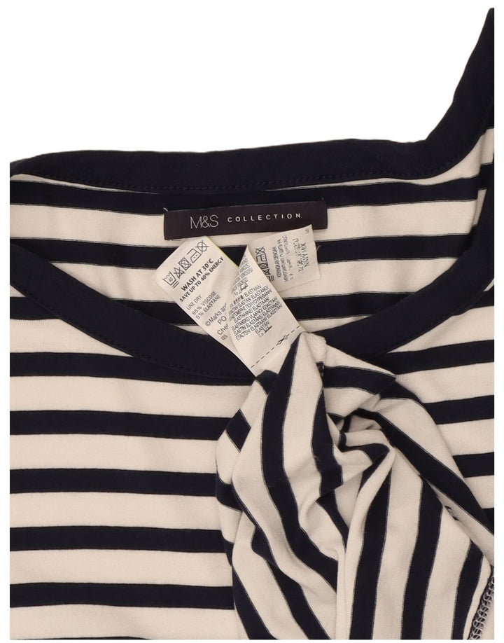 Marks & Spencer Dameskedekjole UK 12 Mellem marineblå stribet viskose