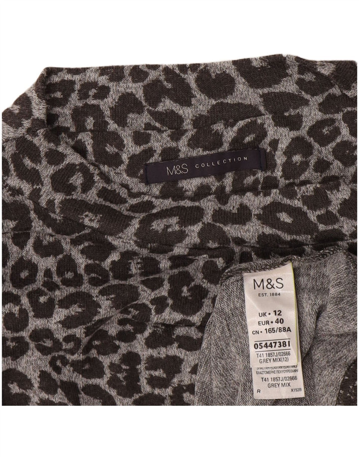Marks & Spencer Dame A-Line Kjole UK 12 Medium Grey Animal Print