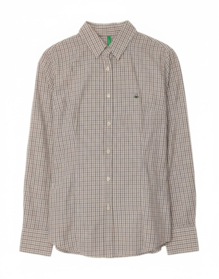 Benetton Dameskjorte UK 14 Stor Grå Bomuld