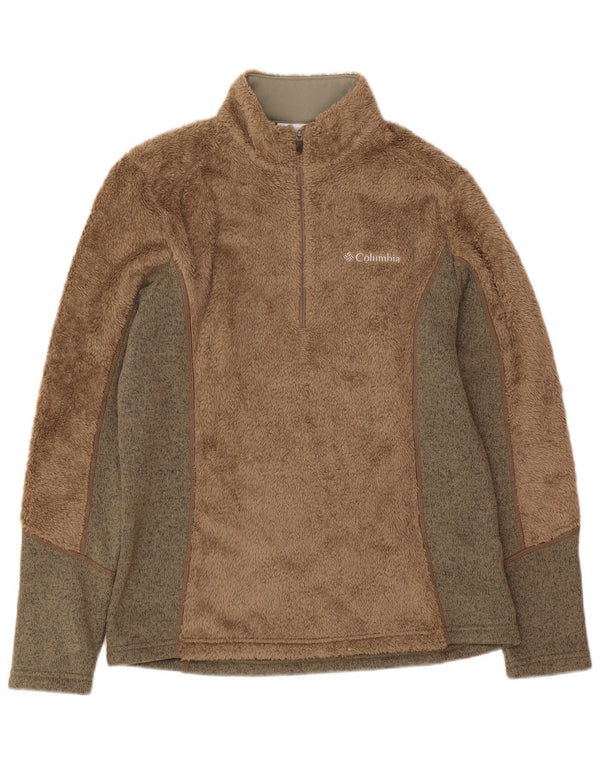 Columbia Dame Fleece Jumper UK 12 Medium Brown Colourblock Sports