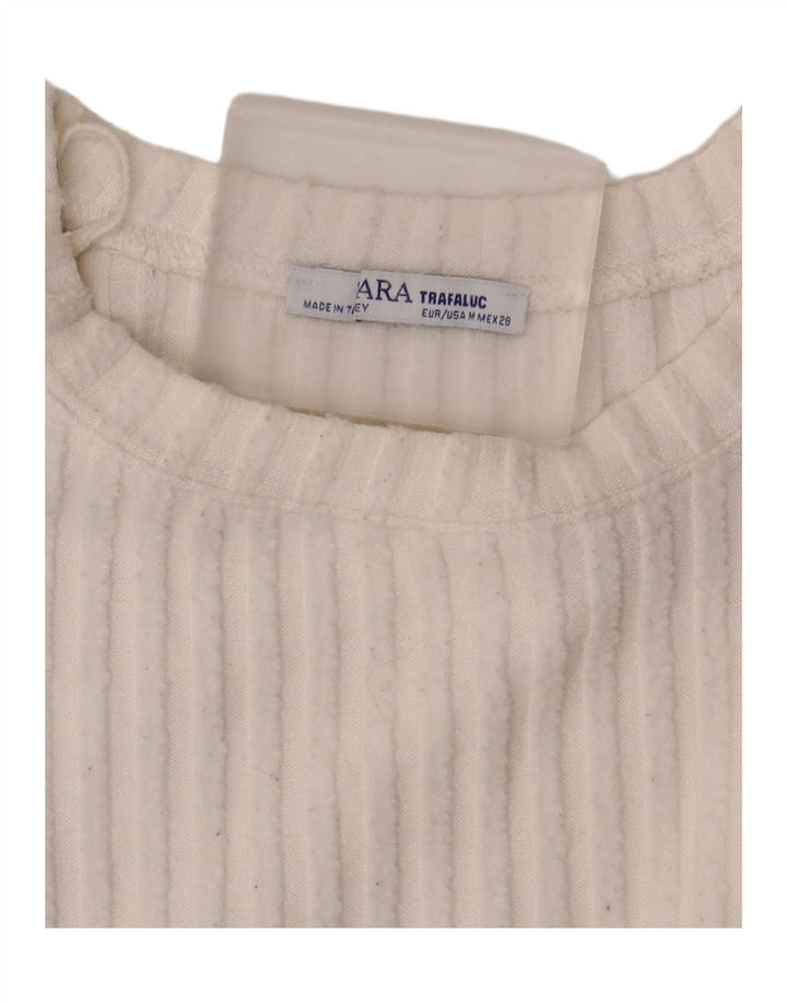 Zara Womens Crop Oversized Top Langærmet UK 14 Medium White
