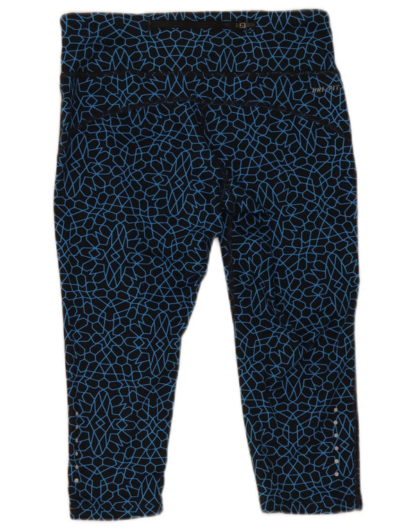 Nike Dame Dri Fit Capri Leggings UK 6 XS Marineblå Geometrisk Polyester